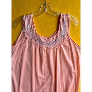 Vintage Katz Peach Nylon Nightgown Embroidered Lace Trim Sleeveless 26-05-19